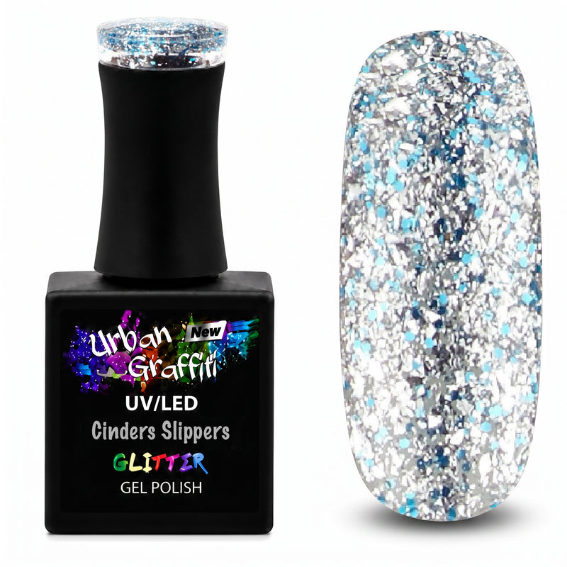 Cinders Slippers - UGGP-A0908 Urban Graffiti Gümüş ve Mavi Simli Oje 15ml