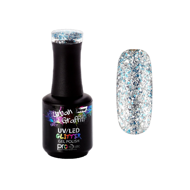 Cinders Slippers - UGGP-A0908 Urban Graffiti Gümüş ve Mavi Simli Oje 15ml
