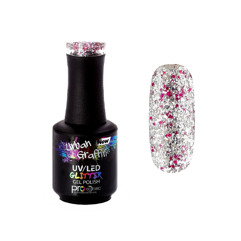 Dance Floor - UGGP-A0909 Pembe ve Gümüş Simli Jel Oje Urban Graffiti 15ml