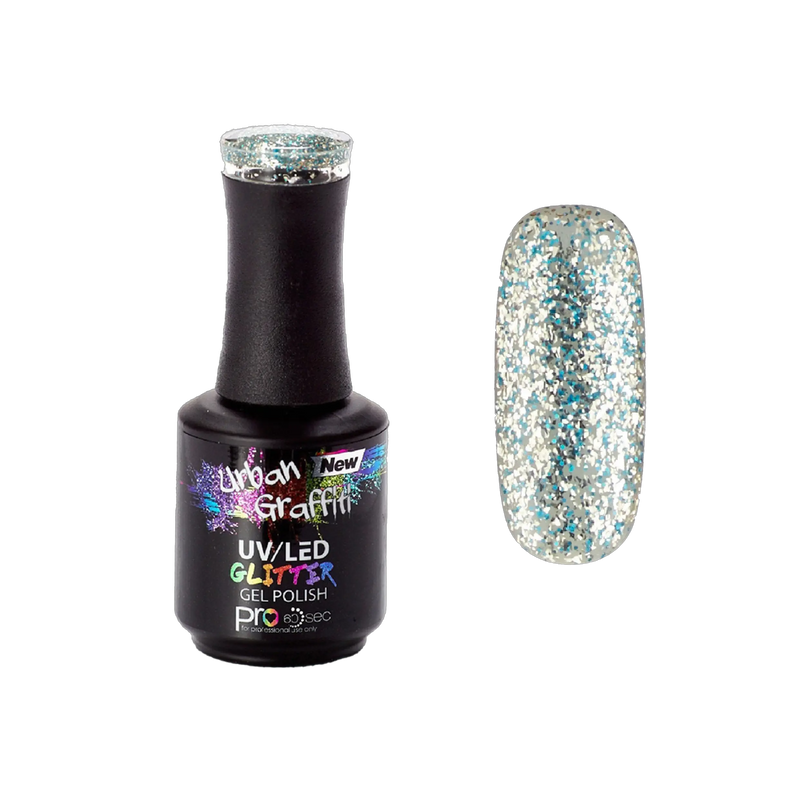 Winter Waterfall - UGGP-A0912 Urban Graffiti Mavi ve Gümüş Simli Jel Oje 15ml